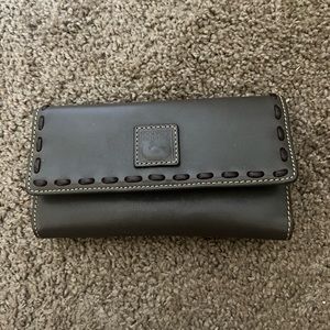 Dooney and bourke grey leather trifold wallet